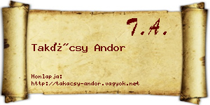 Takácsy Andor névjegykártya
